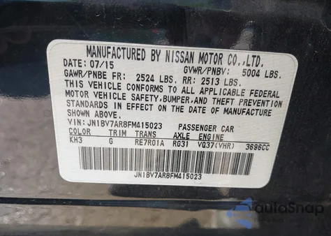 2015 Infiniti Q50 Premium from USA, damaged, VIN JN1BV7AR8FM415023